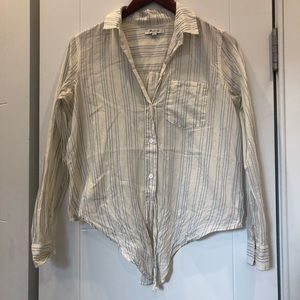 Madewell White and Blue Striped Button Down